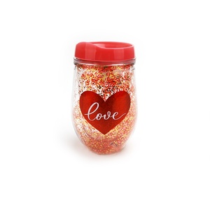 Plastic Plastic <b>Tumbler</b> 12oz 354ml <b>With</b> <b>Straw</b> Double Wall Disposable Valentines Day Gift Event Custom Logo Wholesale - Product Image 1