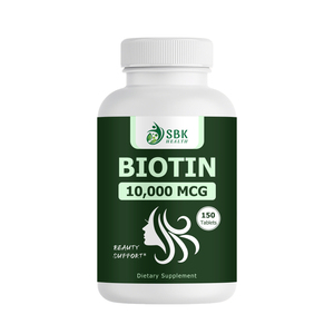 Complément Nutritionnel Personnalisé pour Adultes : Comprimés de Biotine Brute (150 unités) pour la Croissance Capillaire et une Peau Éclatante - Product Image 1