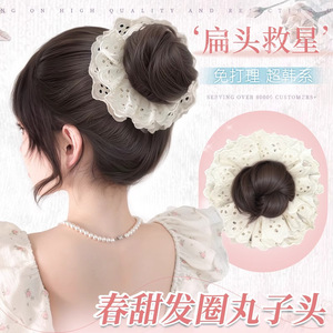 Perruque Chignon en Dentelle pour Femmes, Cheveux Courts, Couronne Haute, Volume Réaliste et Moelleux, Sans Colle, Style Blanc, Dentelle Transparente, Cheveux en Rouleau - Product Image 5
