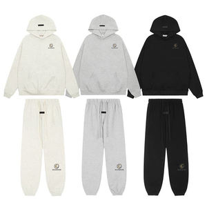 Ventes en gros de sweat-shirts à capuche unisexes en coton 100% de couleur unie pour l'automne, avec logo personnalisé, surdimensionnés, respirants, avec poche, ensembles de sweat-shirts à capuche - Product Image 1