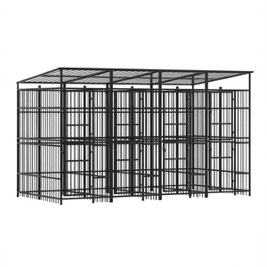 Grand enclos pour chien en acier noir thermolaqué, cage extérieure pour animaux de compagnie, durable, verrouillable, de forme rectangulaire - Product Image 1