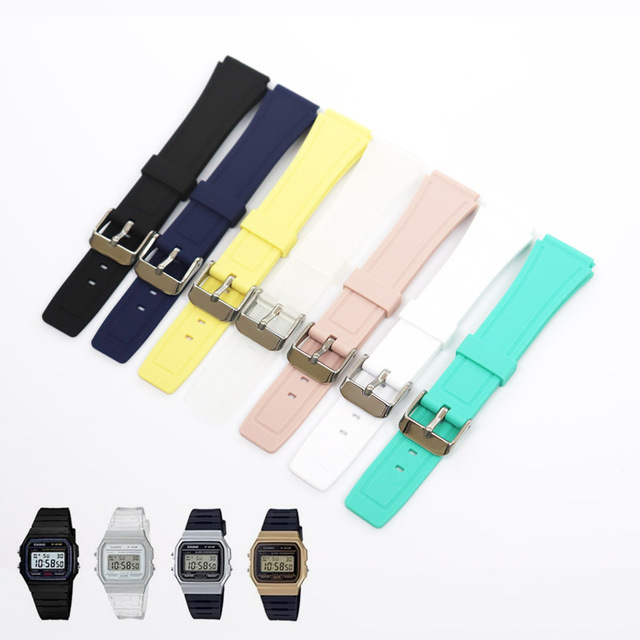 Upro 18mm Silicone Watch Band for Casio F91W F84 F105 F108 A158 A168 AE1200 1300 Soft Rubber Replacement Strap