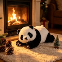 Boneka Panda Super Lembut dan Lucu, Realistis, Ukuran Besar dan Kecil, Hadiah Ulang Tahun untuk Anak Perempuan dengan Isian Kapas PP