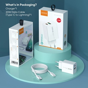VIDVIE Usine Voyage USB Type C <span class=keywords><strong>PD</strong></span> 20W QC3.0 Téléphone Mobile Chargeur Mural à Charge Rapide Adaptateur Avec Câble - Product Image 6