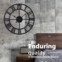 Horloge murale décorative de style minimaliste industriel, cadran rond en métal de 60 cm (24 pouces), chiffres romains, meilleure qualité