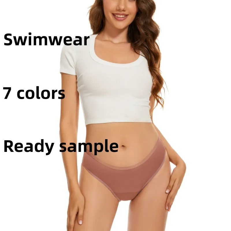 7 colores, parte inferior de Bikini de 2 capas, bragas lavables para el período, traje de baño para mujer, ropa interior menstrual para nadar