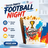 Boîtes à popcorn jetables en papier grande capacité sur le thème du football pour soirées cinéma, jours de match et collations de carnaval