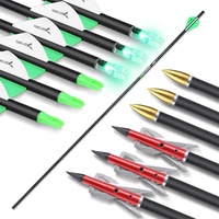 Ensemble de 6 flèches en carbone HT de 31 pouces avec pointes mécaniques et nocks lumineux, flèches de chasse pour arc à poulies et arc classique OEM