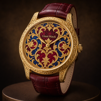Montre personnalisée avec cadran émaillé peint à la main, montre émaillée, OEM ODM, marque privée, fabrication directe, montre-bracelet personnalisée
