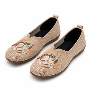 2026 Mujeres Bordado Retro Flying Knit Zapatos Planos Ligeros Flexibles Suela Pvc Calzado Casual Diario Zapatos De Mujer - Product Image 4