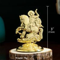 Mythe orthodoxe George Tuer Serpent Statue Plaqué Or Pâques Religion Cadeau Église Maison Table Voiture Stand Religion Statue