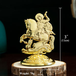 รูปปั้นนักบุญจอร์จกำจัดงู ชุบทอง ของขวัญศาสนาคริสต์สำหรับเทศกาลอีสเตอร์ ตกแต่งบ้าน โบสถ์ โต๊ะ รถยนต์ รูปปั้นศาสนา - Product Image 4