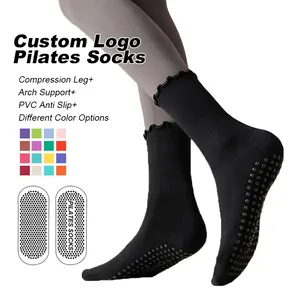High Quality Gel Bottom Breathable Padded Custom Logo Anti Slip Non Slip Dance Ruffle Yoga Pilates Grip Socks For Women