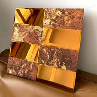 Ubin Mosaik Kaca Emas 300x300mm Persegi Tahan Air dengan Desain Model 3D