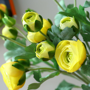 Artificial Camellia Flower 4 Head Flocked Silk High Simulation Wedding Decoration - Product Image 4