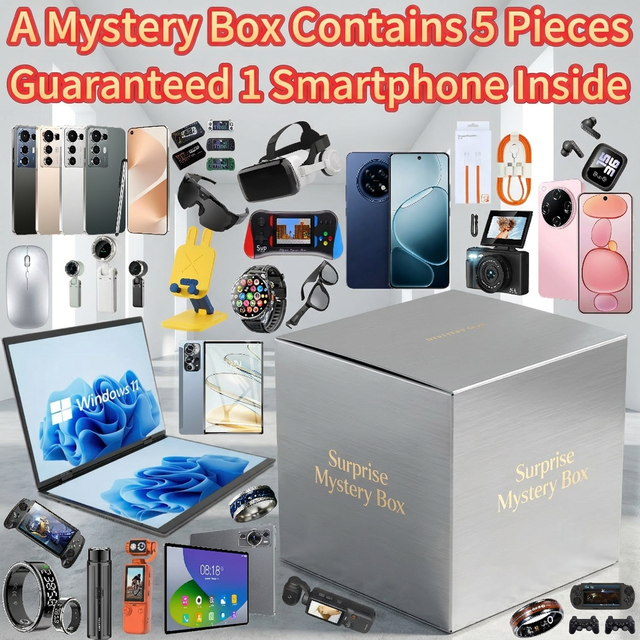 Guaranteed Smartphone Inside 5 Pieces Mystery Box Mobile Phone Gadgets Surprise With Smart Watch Wireless Earphone Power Bank