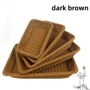 Hochwertiger rechteckiger Rattan-ähnlicher Aufbewahrung organisator Kunststoff gewebtes Brot und Obstkorb - Product Image 4