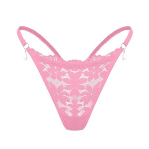 Perizoma Sexy a Vita Bassa in Pizzo con Pendenti di Perle, Romantico, <span class=keywords><strong>Nude</strong></span>, Comodo e Traspirante per Signore - Product Image 6