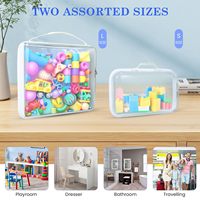 Transparent grand Portable Hardshell en plastique organisateur Zip boîte à crayons clair stockage coque dure étui à fermeture éclair pochettes avec poignée