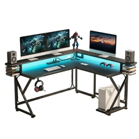 Escritorio para Juegos en Forma de L, Nuevo, Reversible, Grande, Negro, Mesa de Esquina para Computadora con Soporte para Monitor, para el Hogar, Estudio, Escritura, Estación de Trabajo