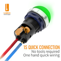 LANBOO 22mm IP65 Voyant lumineux à courant élevé Illumination circulaire complète 25A Max 9-220V AC/DC Panneaux de commande tête plate/dôme ≤ 8mm