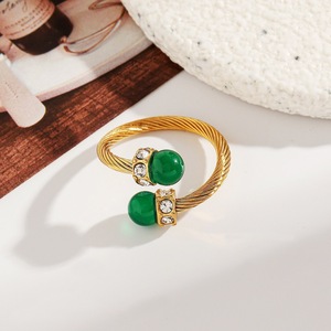 แหวนสแตนเลสสตีลแบบเปิดประดับเพชรซิร์คอนลายเรขาคณิต ชุบทอง 18k เครื่องประดับแฟชั่นสำหรับผู้หญิง ของขวัญ YR69 - Product Image 1