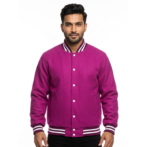 Blouson universitaire en toile respirant et coupe-vent, col montant, couleur unie, pour homme, personnalisable, avec un seul bouton, idéal pour l'automne - Product Image 1