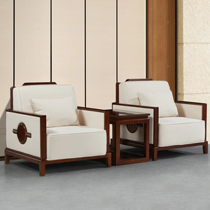 Traditional Office Single Cloth Sofa with Wood Armrest for Home and Office Use Factory Direct Selling Offer Customized