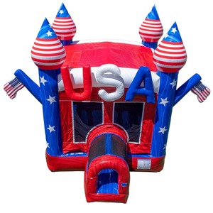 Tobogán Acuático Inflable con Estrellas y Franjas de la Bandera Americana, Tobogán Acuático Patriótico con Piscina - Product Image 5