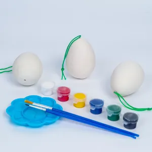 ชุดระบายสีไข่อีสเตอร์สำหรับเด็ก,อุปกรณ์ทำไข่พลาสติกไม้เซรามิกสำหรับเทศกาลอีสเตอร์ชุดตกแต่ง DIY สำหรับเด็ก