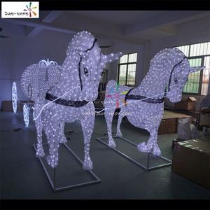 Grandes décorations extérieures de Noël personnalisées 3D Horse Carriage Led Motif Lights - Product Image 2