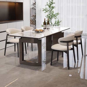 Hiện Đại Sang Trọng Bằng Đá Cẩm Thạch Hàng Đầu Hình Chữ Nhật Bàn Ăn Ghế Đặt 4 6 Chỗ Ngồi Phòng Khách Nhà Hàng Trang Trại Phong Cách Đồ Nội Thất Thiết Kế 2025 - Product Image 1