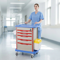 Carrito Médico de Alta Resistencia con Compartimentos de ABS con Múltiples Cajones, Capacidad de Carga de 150 kg, 1 Año de Garantía, para Uso en Salas de Hospital