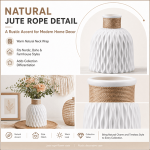 <span class=keywords><strong>Vaso</strong></span> per Fiori <span class=keywords><strong>in</strong></span> <span class=keywords><strong>Plastica</strong></span> Bianca Personalizzato, Stile Ceramica con Nervature, <span class=keywords><strong>Vaso</strong></span> da Tavolo per Composizioni Floreali Artificiali - Product Image 4