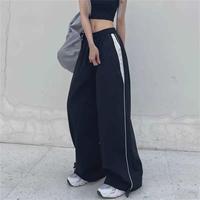 Pantalon large taille haute décontracté pour femme, style hip-hop, patchwork Y2K, noir, coupe ample, haute qualité, tendance