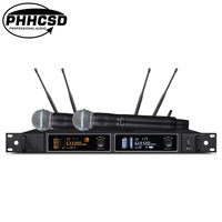 Microphone sans fil professionnel haut de gamme True Diversity un-vers-deux, micro dynamique U-band A-600, ensemble avec alimentation externe pour rack