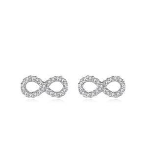 Pendientes de Plata de Ley S925 Minimalistas con Circonita Redonda y Símbolo de Eternidad, Versión en Cobre Personalizable - Exclusivo para Mujeres - Product Image 5