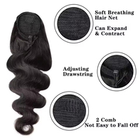 Extensions de cheveux naturels à cordon de serrage, extensions de cheveux humains Remy vierges pour femme