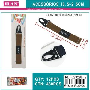 Portachiavi Ilan 18,5x2,5 cm Colore Marrone con Gancio in Metallo per Clip da Abbigliamento - Product Image 3