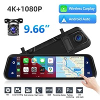 Cámara para Coche 4K HD de Pantalla Completa de 9.66 Pulgadas al por Mayor, Grabadora de Conducción con Espejo Retrovisor, Doble Lente, Imagen de Marcha Atrás, WIFI, GPS, Ángulo de 170°