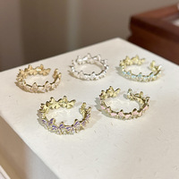 Womens French-style Colorful Enamel Copper butterfly Ring Non-fading Niche Light Luxury High-end Feel Adjustable Open-ring