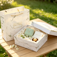 Boîte cadeau pliante haut de gamme en marbre avec couvercle magnétique, estampage or, vide, pour présentation de parfums, bougies, chocolats et savons