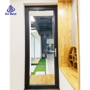 Porte battante isolée moderne pour entrée de cour, balcon, véranda, cloison en aluminium, portes intérieures en verre à charnières verticales - Product Image 1
