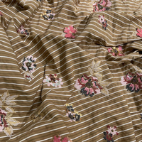 Tissu en microfibre respirant et lourd, brodé de petites fleurs dorées rayées et de sequins, brillant et luxueux, pour robes, hauts et jupes de mode