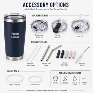 Custom Logo 20oz Vacuum Insulated Tumbler 304 Stainless Steel Travel Mug Reusable Coffee <b>Cup</b> with Straw for Hot and Cold Drinks - Product Image 5
