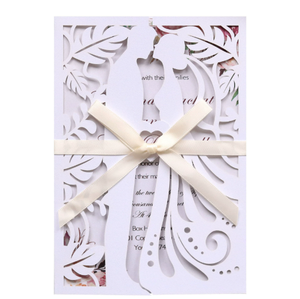 <span class=keywords><strong>Carte</strong></span> d'invitation de mariage romantique en papier perlé écologique, motif creux marié et mariée, pour baby shower, <span class=keywords><strong>anniversaire</strong></span>, Saint-Valentin - Product Image 1