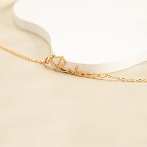 Joyas de piedra natal para madres, Gargantilla con nombre personalizado para niños, collar con nombre personalizado con piedra natal - Product Image 3