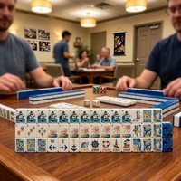 Jeu de Mahjong Nautique en Acrylique, 160 Tuiles avec Motifs Phare et Ancre, Élégant pour Cadeau et Décoration
