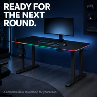 Bureau de Gaming Électrique AOR à Double Moteur 140x70, Hauteur Réglable, LED ARGB RGB, Charge 150kg, Porte-Gobelet, Crochets, Vente en Gros Usine