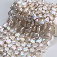 Perle de culture d'eau douce naturelle de qualité AAA, forme bouton, blanche, 14 mm+, pour la fabrication de bijoux